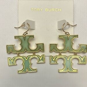 Tory Burch gold and green earrings